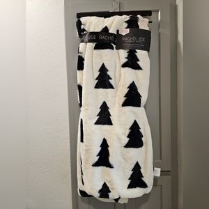 Rachel Zoe Black Christmas Tree Faux Fur Oversized Throw Blanket
